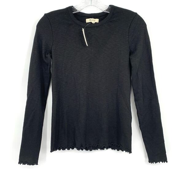 Madewell NWT Black Long-Sleeve Baby Tee Womens Size XXS Preppy Minimalist - Picture 1 of 8